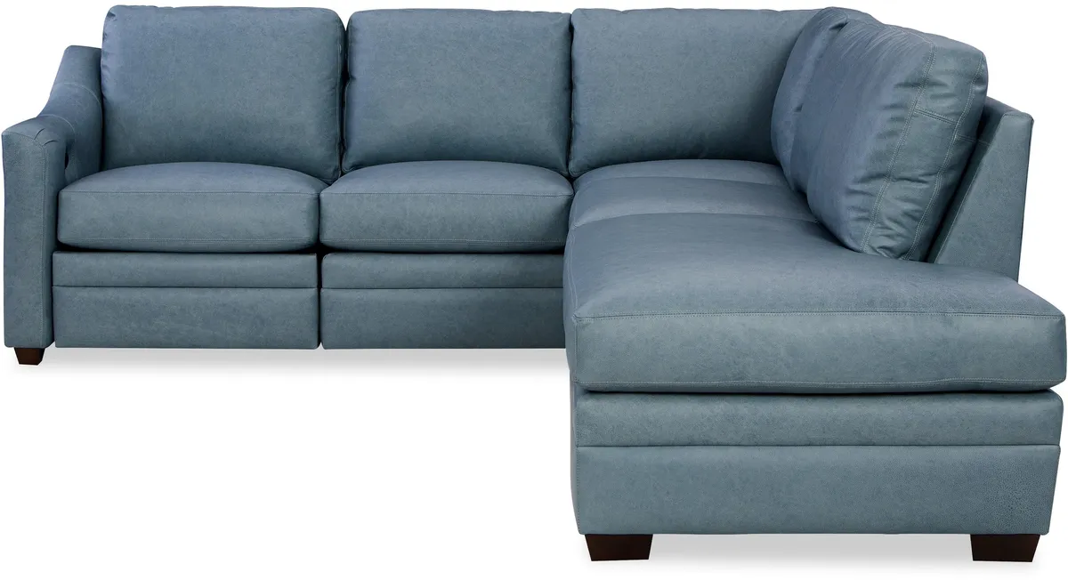 L9433P-SECT sectional: Crescent Arm, Semi-Attached Boxed Back, Saddle Stitch / Double Needle, Power Motion