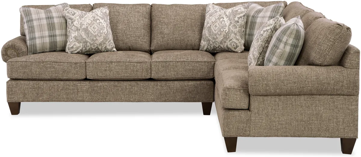 C96121-SECT sectional: Panel Arm w/ Nails, Semi-Attached Knife Edge, Tapered Leg, Welt / Piping